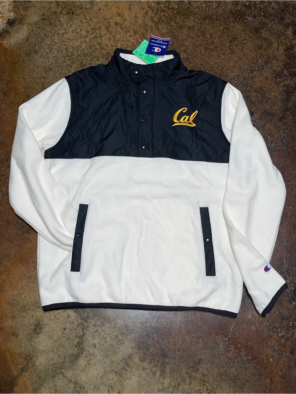 Champion Two-Tone Black & White Cal Pullover Jacket with Gold Logo